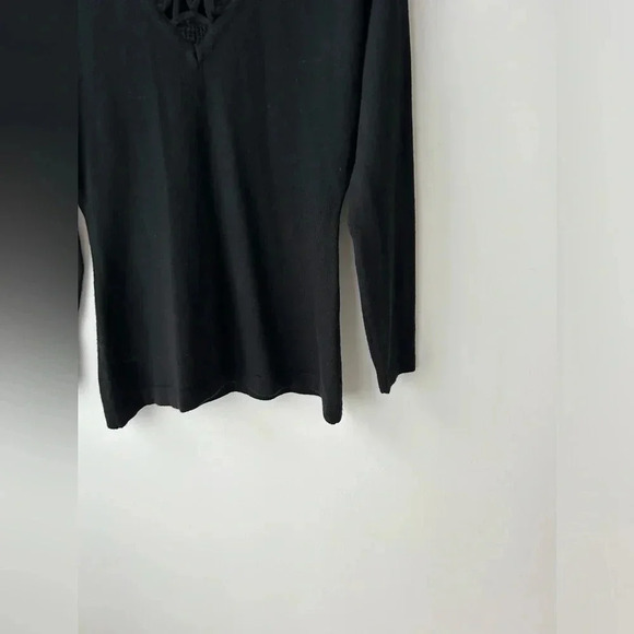 Vintage Spanner Lace Turtleneck Black Victorian Crochet Neck Wool Blend Top - Picture 6 of 10